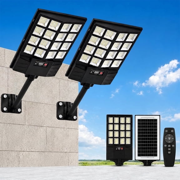 DAYBETTER 2 Pack Solar Street Lights Outdoor, Remote Control & Light Sensor, Motion Sensor Solar Flood Lights for Yard, Garage, Garden