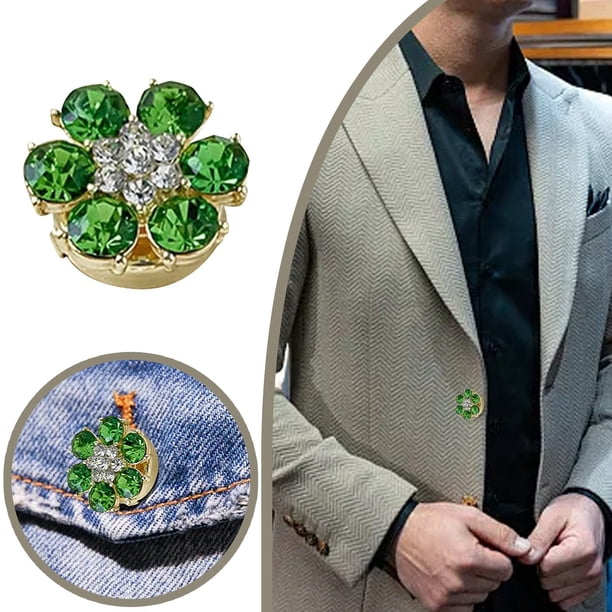 Elegante de plata para los hombres - Accesorios de moda con piedras preciosas brillantes - Perfecto para camisas de vestir de negocios y - Botón de diseño