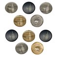 thumbnail image 1 of Fancy Wine Bottle and Glass Set of 10 Metal 0.6" (15mm) Sewing Shank Round Buttons - Black Color, 1 of 5