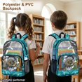 thumbnail image 3 of Xoenoiee Turtle Jellyfish Fish Print PVC School Backpack for Kids, 17 Inch Clear Bookbag for Boys, Lightweight Schoolbag Waterproof Knapsack for Preschool, Primary, Kindergarten School Supplies, 3 of 7