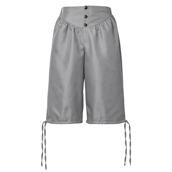 LEKWK Pirate Capri Pants High Waist Button Front Medieval Viking Shorts Pleated Lace Up Gothic Bottoms Halloween Renaissance Costume
