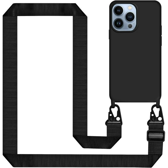 Crossbody Case for iPhone 13 Pro Phone Case with Lanyard Adjustable iPhone Case with Strap Silicone Phone Case Shockproof Drop Protective Case Cover iPhone 13 Pro Case for Women Black