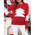 thumbnail image 2 of Christmas Sweaters for Women Reindeer Snowflake Holiday Ugly Knits Long Sleeve Pullover, 2 of 7