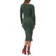 thumbnail image 3 of Vestido de mujer Inspire Chic de cuello redondo, manga larga, con fruncido lateral y abertura, color verde oscuro, talla M, 3 of 5
