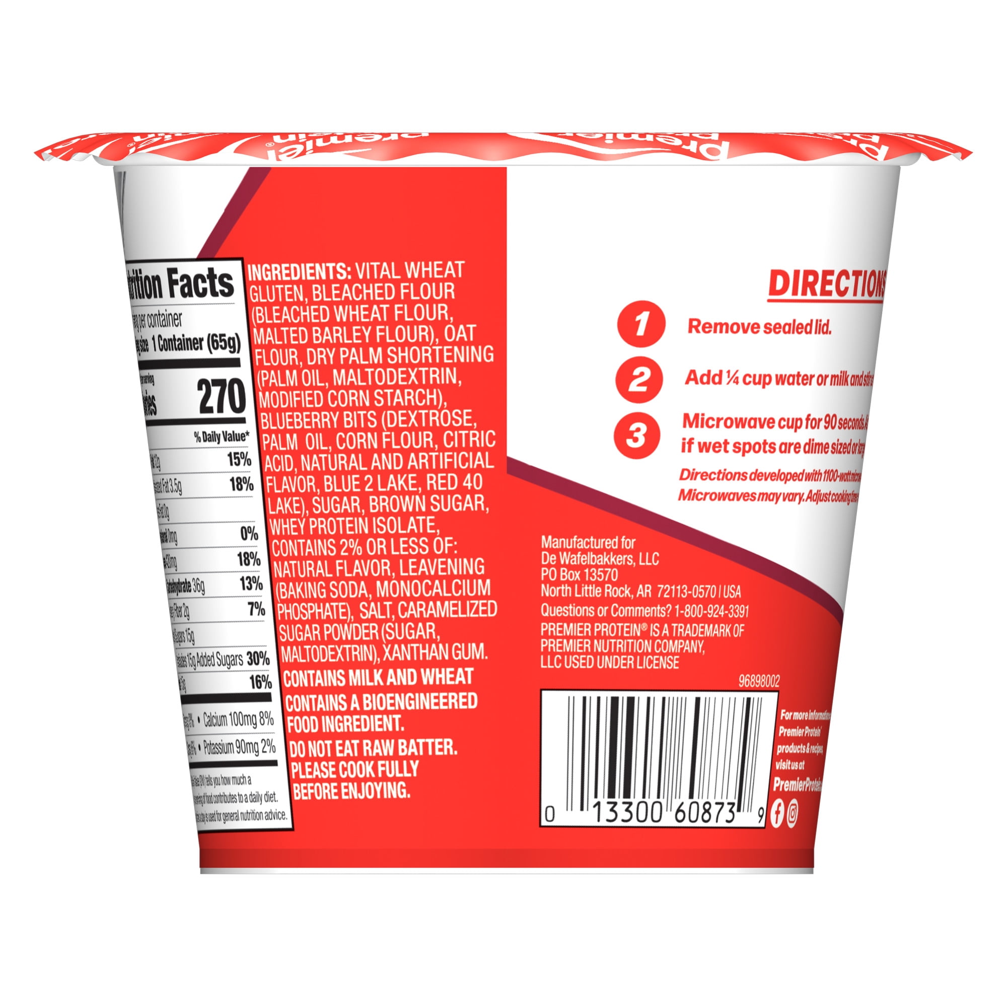 (12 pack) Premier Protein Blueberry Protein Muffin Cup, 2.3 oz