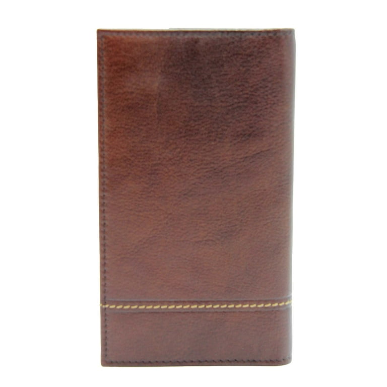 Wrangler Leather Checkbook Wallet - Brown - Walmart.com