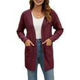 thumbnail image 1 of Suéter Informal de Color Liso para Mujer, Cárdigan Oversize de Punto Suave para Mujer Rojo Vino M, 1 of 8