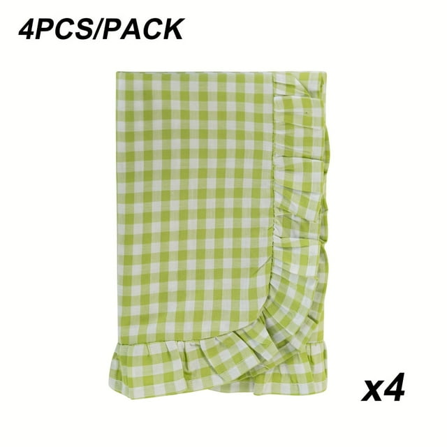 Baweave 4/12/24pcs/pack Of 18*18Inch Square New Arrival Ruffle Pleated Plaid Napkin Set Suitable for Garden Events Family Dinners Home Decor Romantic Weddings Birthday Parties Hallo