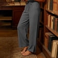 thumbnail image 6 of Womens Wide Leg Pants Plus Size New Wide Leg Beach Pants for Women Summer Cooling Pleated Pants with Pockets High Waist Drawstring Slit Hem Casual Trousers, 6 of 7