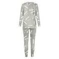 thumbnail image 5 of Zpanxa Women's Casual Fashion Printed Bat Sleeve Trousers Casual Sports Women's Suit High Waisted Sports Athletic Lounge Pants with Pockets Relaxed Fit Straight Leg Pant Gray XL, 5 of 7