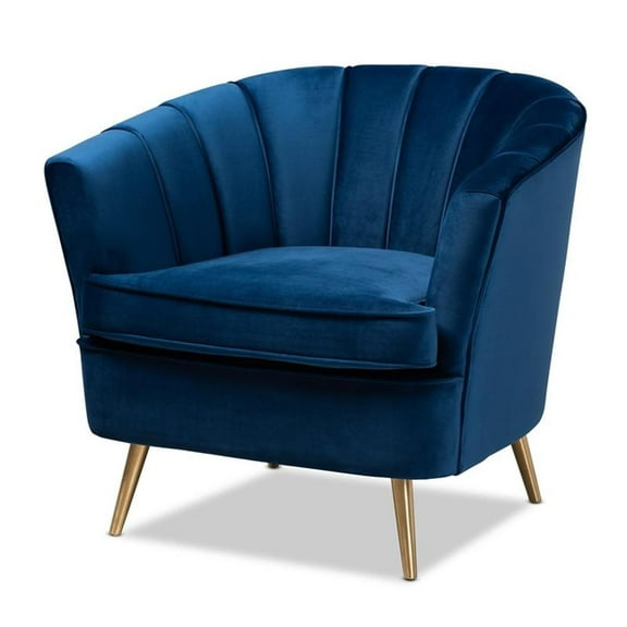 Bowery Hill Contemporary Navy Blue Velvet Accent Chair