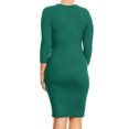 thumbnail image 4 of Women's Solid Crew Neck 3/4 Sleeve Midi Slim Bodycon Dress Plus Size, 4 of 5