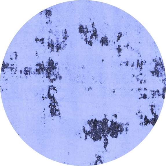 Ahgly Company Indoor Round Abstract Blue Modern Area Rugs, 7' Round