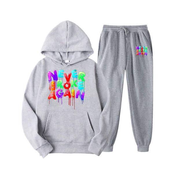 Never Broke Again-Sudadera con capucha y pantalones para hombre y mujer, chándal de moda, traje de Hip Hop, pantalones de chándal, sudaderas deportivas con capucha, ropa y2k xuanjing unisex