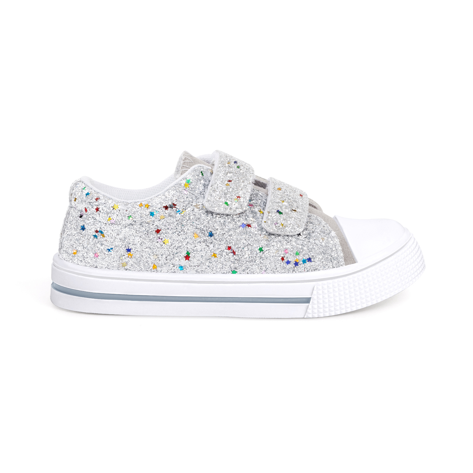 EUXTERPA Girls Glitter Canvas Sneakers with Hook-and-Loop