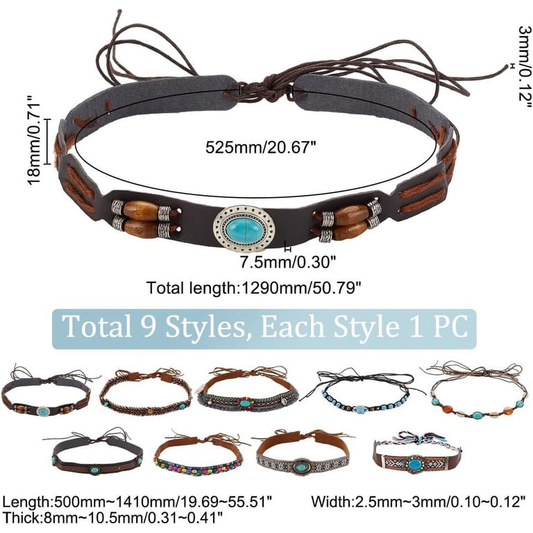 9 pcs Cowboy Hat Bands 9 Styles Replacement Hat Belt Mixed  display picture 1