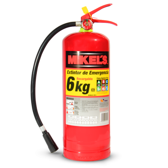 Extintor de emergencia recargable (6 kgs)