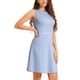 thumbnail image 4 of Vestido sin mangas de corte ajustado y acampanado de estilo chic con estampado de pata de gallo, por encima de la rodilla, en azul cielo., 4 of 6