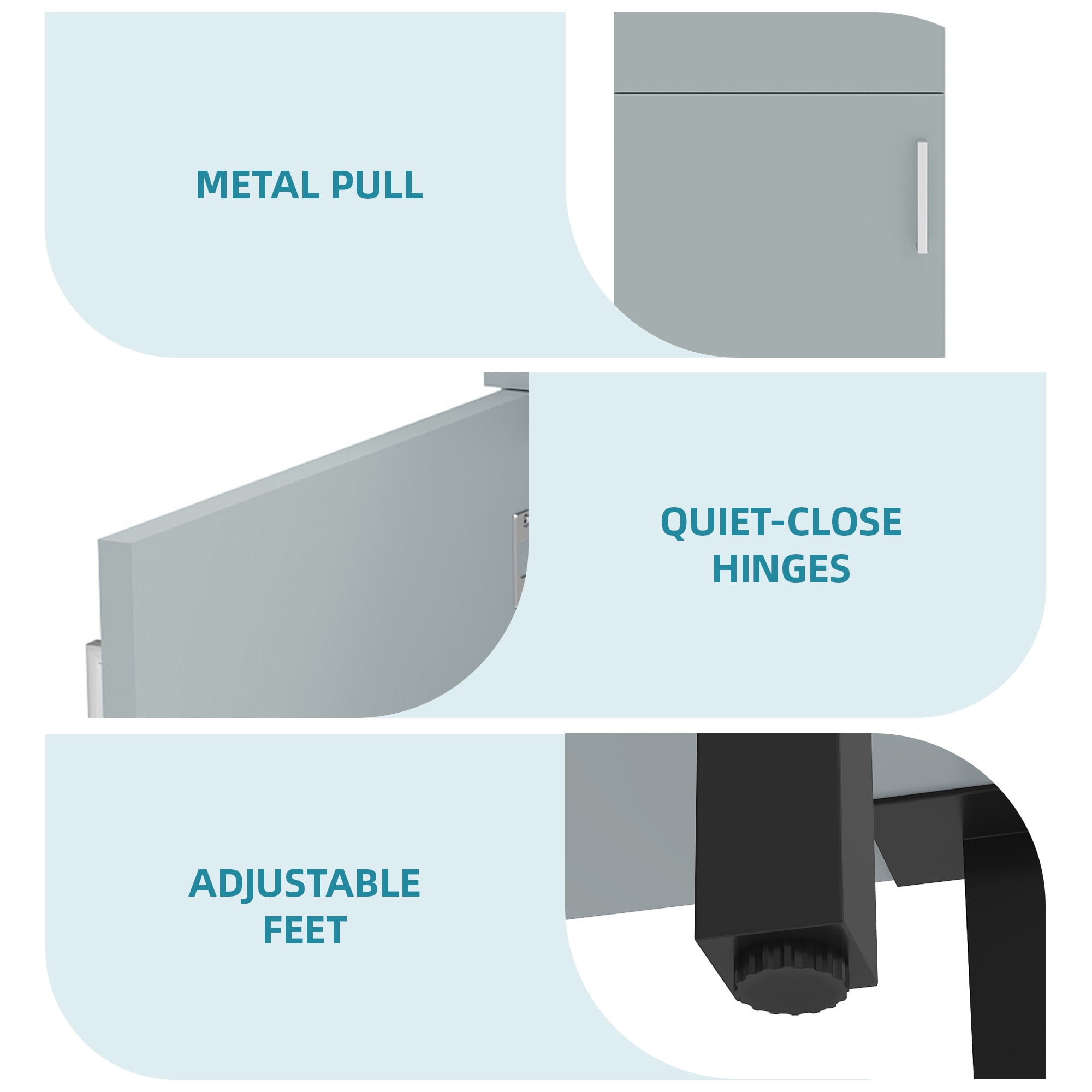 Uforic 16" Modern Free Standing Bathroom Vanity with Undermount Sink, Soft Close Door & Storage Cabinet, Gray