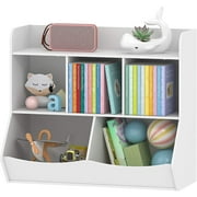 UTEX Toy Storage Organizer with Bookcase, Kids Bin Storage Unit with 8 Compartments &3 Baskets Bins, Toys Box Organizer, Kids Multi Shelf Cubby for Books,Toys