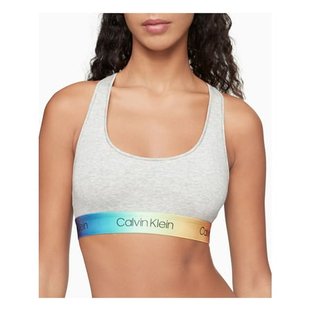 

CALVIN KLEIN Intimates Gray Scoop Neck Unlined Breathable Full Coverage Minimal Support Bralette Bra S