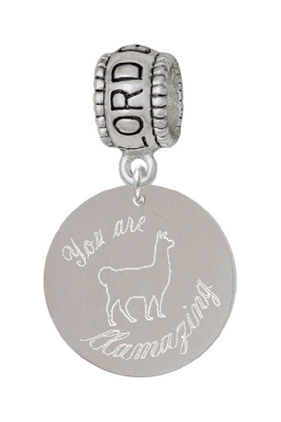 Stainless Steel You are Llamazing Llama Disc - Lord Guide Me Charm Bead
