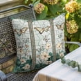 thumbnail image 5 of Retro Window Flowering Throw Pillow Cover Teal Floral Butterfly Cotton Linen Cushion Cover Throw Pillow Case with Invisible Zipper for Couch Sofa Bed Chair Car 24x24 Inch, 5 of 9