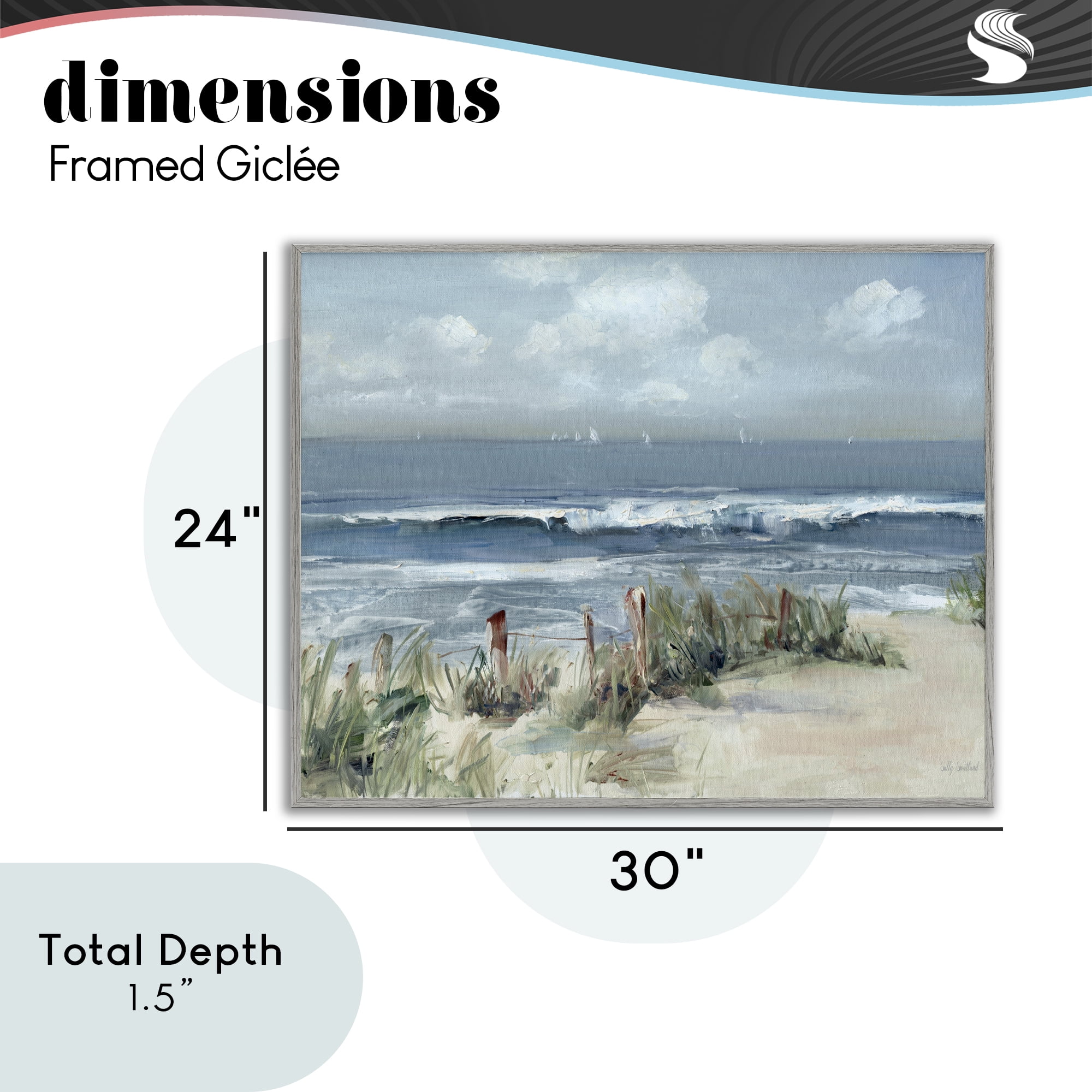 Stupell Industries Brushed Expression of Coast Gray Framed Giclee Art, design by Sally Swatland