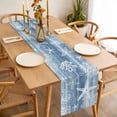 thumbnail image 6 of Haze Blue Coastal Cotton Linen Table Runner for Dining Kitchen, Summer Beach Nautical Starfish Coral Vintage Wedding Outdoor Party Tablerunners, Dresser Scarf Coffee Tablecloth Runners 13x72 Inches, 6 of 9