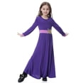 thumbnail image 5 of REDARER Girls Abaya Dress with Contrast Trim & Embellished Belt Black Long Robe Arabic Style Casual Dress for Kids,5-6 Years, 5 of 9