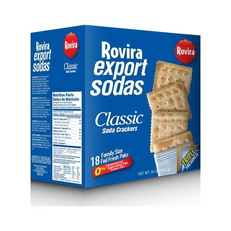 Rovira Export Sodas Classic Soda Crackers, Family Size Foil Fresh Pack, 18oz Carton Box