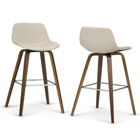 Brooklyn + Max Harvard Mid Century Modern Bentwood Counter Height Stool (Set of 2) in Natural Linen Look (Best Natural Looking Colored Contacts For Dark Eyes)