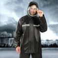 thumbnail image 3 of 2Pcs/Set Raincoat Pants Set Hoodie Buttons Outdoor Working Rainproof Oxford Cloth Rainwear Set with Reflective Strip (black,2XL), 3 of 7