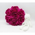 thumbnail image 2 of Fennco Styles Multi Rose Motifs Felt 15-inch Round Decorative Throw Pillow (Fuchsia, Case + Insert), 2 of 6