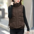 thumbnail image 2 of Htigea Womens Quilted Vest Lightweight Sleeveless Jacket with Pockets Stylish Zip Up Stand Collar Outerwear Coffee XXL, 2 of 9