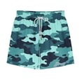 thumbnail image 4 of Kids Boys Swim Trunks 2 in 1 with Liner Quick Dry Camo Board Shorts Adjustable Drawstring Waist Beach Swimwear Mint Green,Size 13 T, 4 of 9