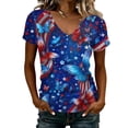 thumbnail image 2 of Iaqnaocc 4th Of July Summer Tops for Women Patriotic Short Sleeve V Neck 250 Anniversary Usa Flag Usa Flag 250th Anniversary Flag T-Shirt Independence Day Festival Tee Tops Pink XXL, 2 of 5