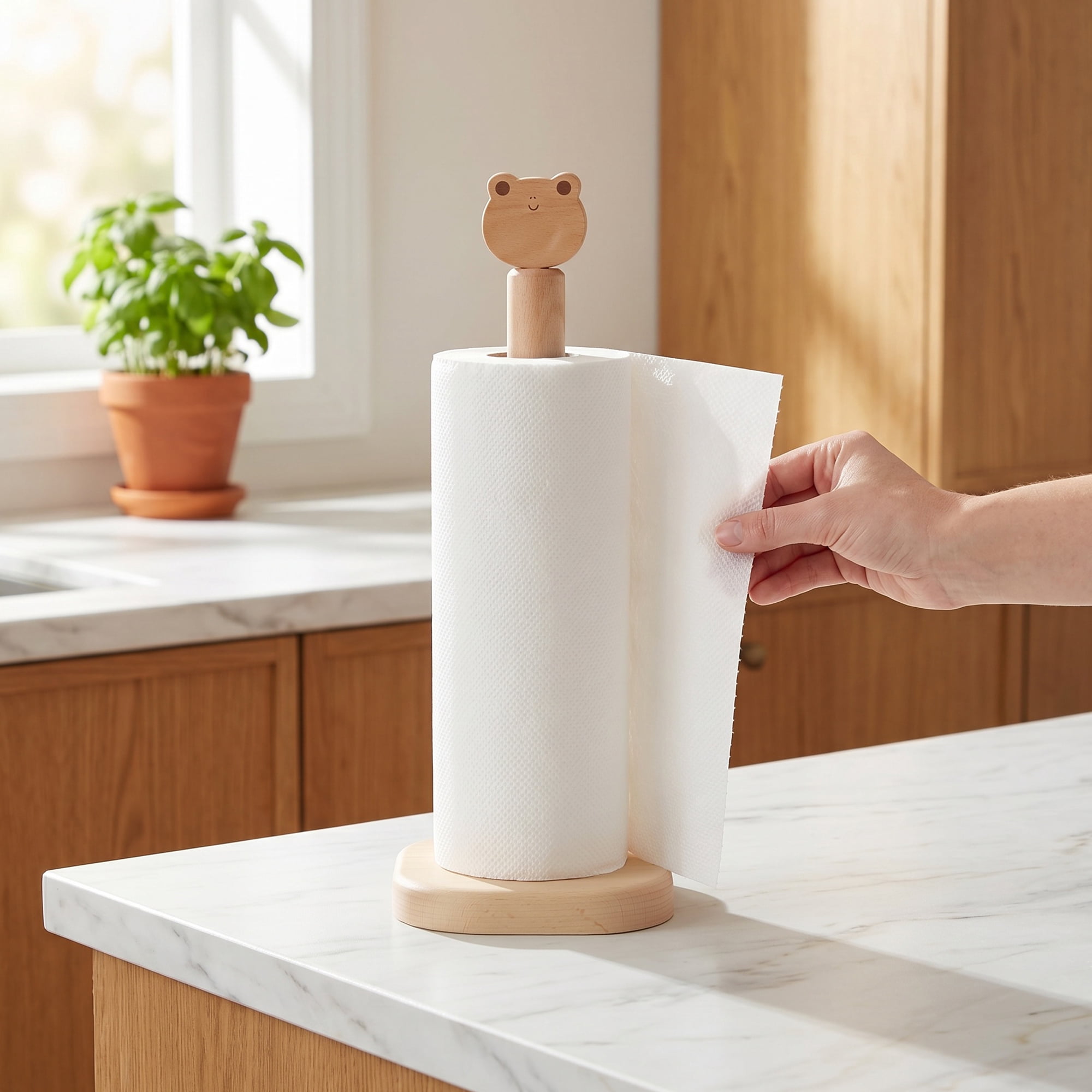 Unique Bargains Paper Towel Holder Countertop Non Slip Base Dispenser Panda 13.2x5.1inch