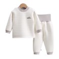 thumbnail image 3 of Esaierr Infant Long Johns Thermal Underwear Outfit for Boys Girls Pajama Set Warm Cold Weather Baby High Waist Belly Protection Thermal Tops Bottom 2PCS 6-24M, 3 of 9