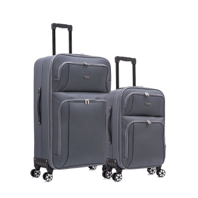 TOSCANO Gestore 2-Piece (19", 30") Softside Lightweight Luggage Set, Expandable, Unisex - Dark Grey