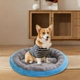 thumbnail image 3 of Taotanxi Round Donut Cat and Dog Cushion Bed, 17in Pet Bed for Small or Medium Dogs, Anti-Slip & Water-Resistant Bottom, Soft Durable Fabric Pet Beds, Washable Calming Cat Bed Blue, 3 of 6