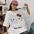 thumbnail image 2 of Kawaii Hello Kitty Shirt Y2k Top Women Clothes Cotton Japanese Sanrio Kuromi Short Sleeve T-shirt Female Couple Loose Streetwear, 2 of 16