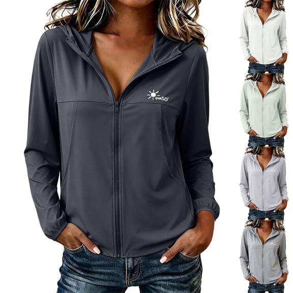 GUACER Womens UPF 50 Sun Protection Hoodies Breathable Ice Silk Full Zip Lightweight Long Sleeve Jacket for Hiking & Outdoor