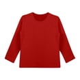 thumbnail image 3 of TQWQT Girls Red Long Sleeve Shirt Plain Tshirt Kids Crewneck Size 10-12 Cute Girls Tops Tween Girls Clothes Trendy Fall Outfits 5-6 Years, 3 of 6