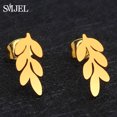 thumbnail image 1 of SMJEL pendientes de hoja bohemia de acero inoxidable joyería de boda hojas rama pendiente del perno prisionero del oído mujeres al por mayor pendientes negros bisutería, 1 of 2