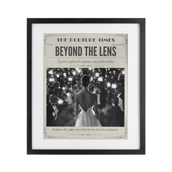 The Couture Times Magazine Black Framed Print Under Glass, design by A Barefoot Stylist