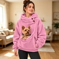 thumbnail image 2 of YMNXA Women Pet Pouch Hoodie Yorkshire Terrier Print Long Sleeve Pullover Button Collar Sweatshirt with Front Pocket for Small Pets Winter Seasonal Themed Event,XL, 2 of 9