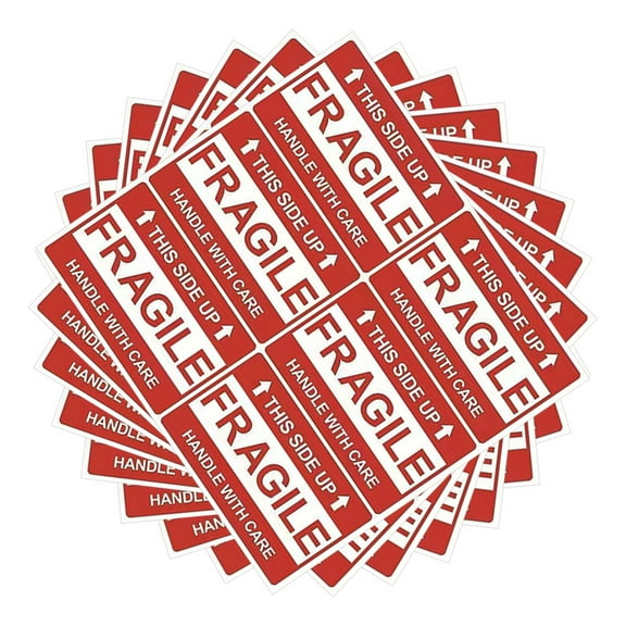 OUNONA  8 Sheets Shipping Warning Sticker Adhesive Stickers Boxes Clear Packing Tape Red