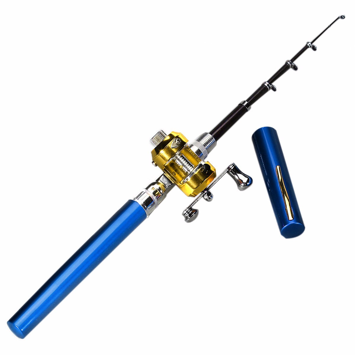 Mini Portable Pocket Telescopic Fish Pen Aluminum Alloy Fishing Rod Pole Reel 