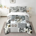 thumbnail image 2 of Manfei Woodland Animal Wolves Bedding Comforter Set 7-Piece,Howling Wolf King Bedding Sets,Patchwork Geometric Plaid Bed Sheets For Boys Teens,Luxury Bedroom Decor, 2 of 8